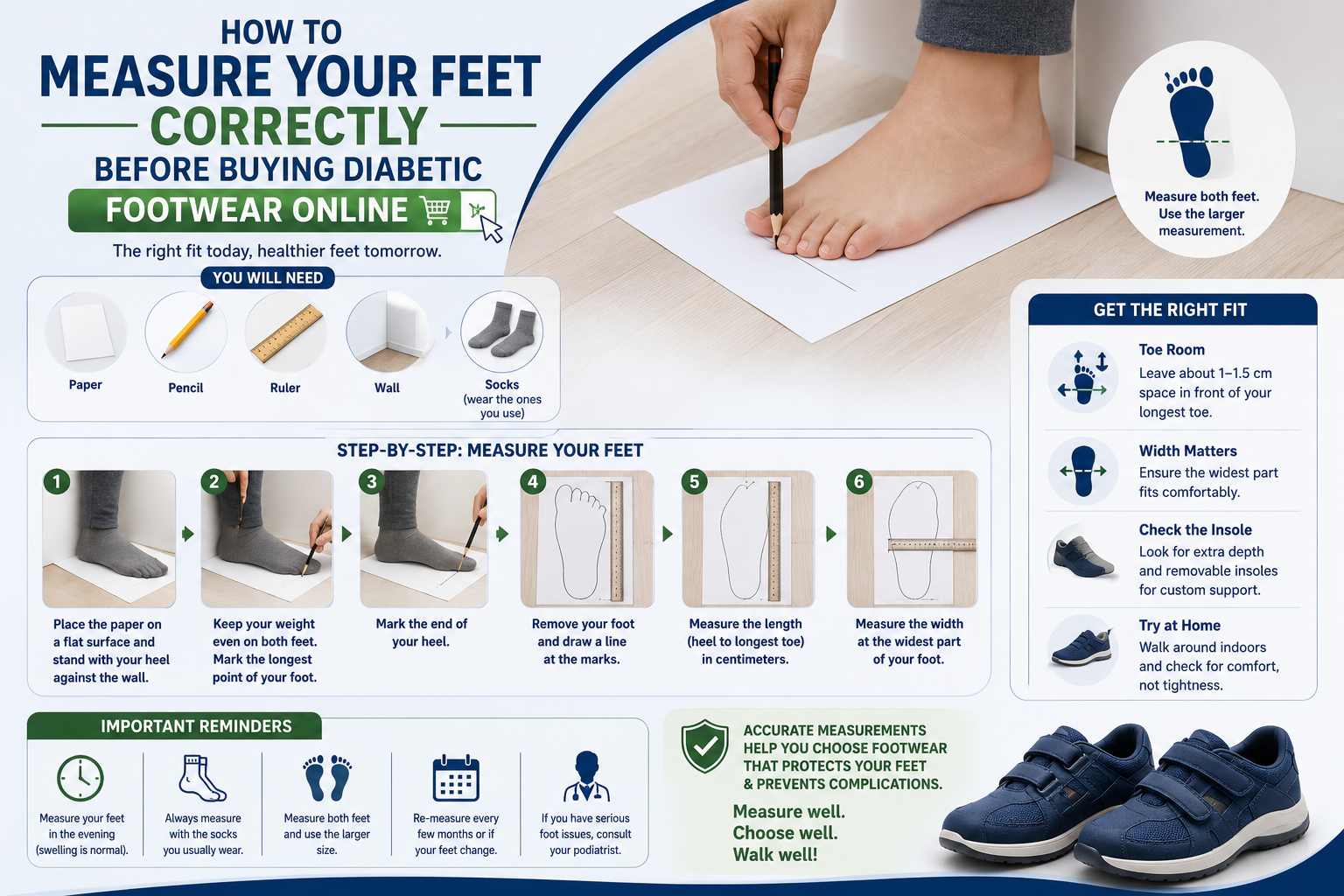 How to Measure Your Feet Correctly Before Buying Diabetic Footwear Online