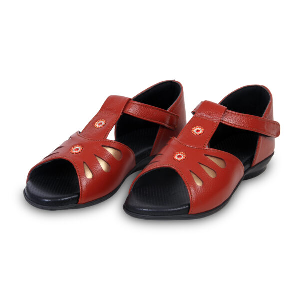 Step in Style: Designer Diabetic Footwear for Women (DDF LF001) - Brown - Image 2