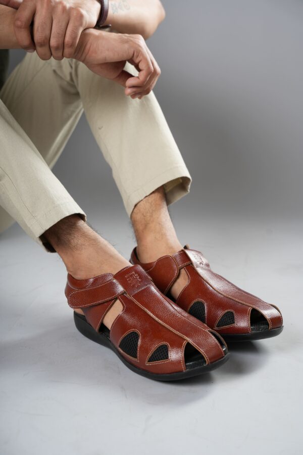 Style Meets Support: Men’s Diabetic Footwear (DDF G027)- Light Brown - Image 4