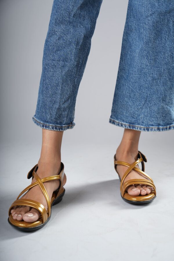 Step in Style: Designer Diabetic Footwear for Women (DDF LF004) - Golden - Image 3