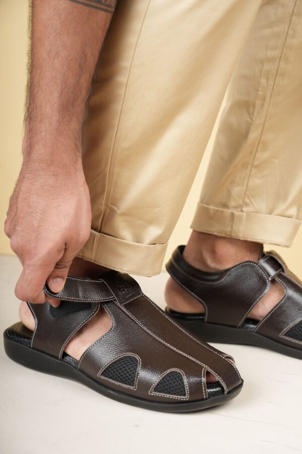 Style Meets Support: Men’s Diabetic Footwear (DDF G027)- Brown - Image 3