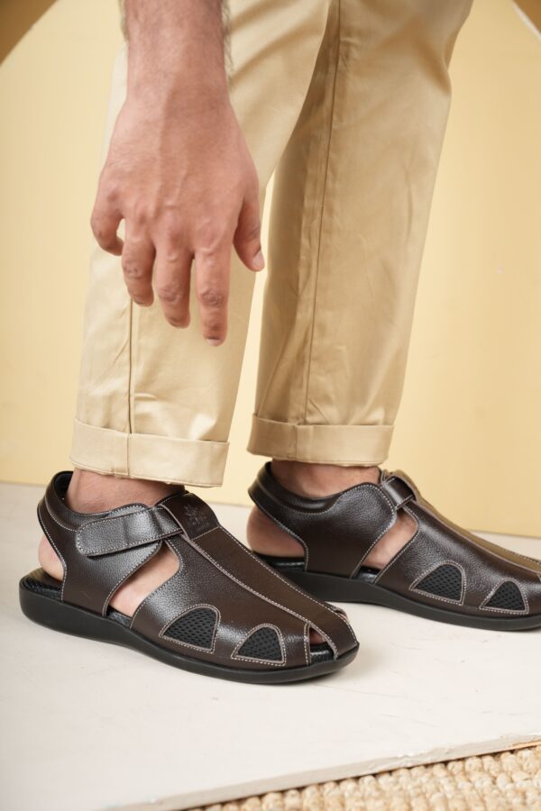 Style Meets Support: Men’s Diabetic Footwear (DDF G027)- Brown - Image 4