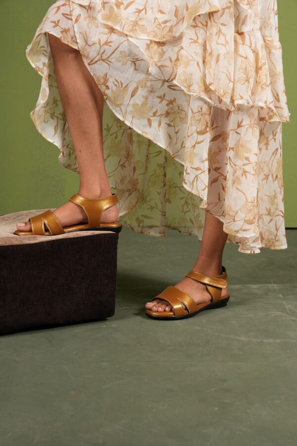Step in Style: Designer Diabetic Footwear for Women (DDF LF003) - Golden - Image 3