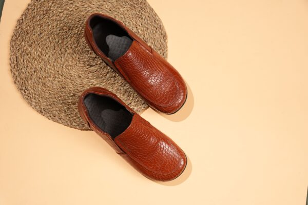Precision Design: Men’s Specially Crafted Diabetic Cut Shoe- Texture Tan Brown - Image 4